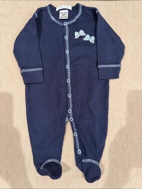 Baby Steps Navy and Light Blue Footed One-Piece